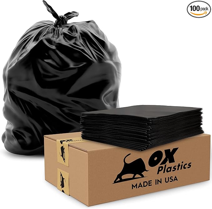 Ox Plastics 60 Gallon Trash Can Liners Garbage Bags by OxPlastics