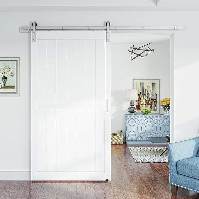 SmartStandard 48 x 96 inch White Sliding MDF Barn Door - Image 2