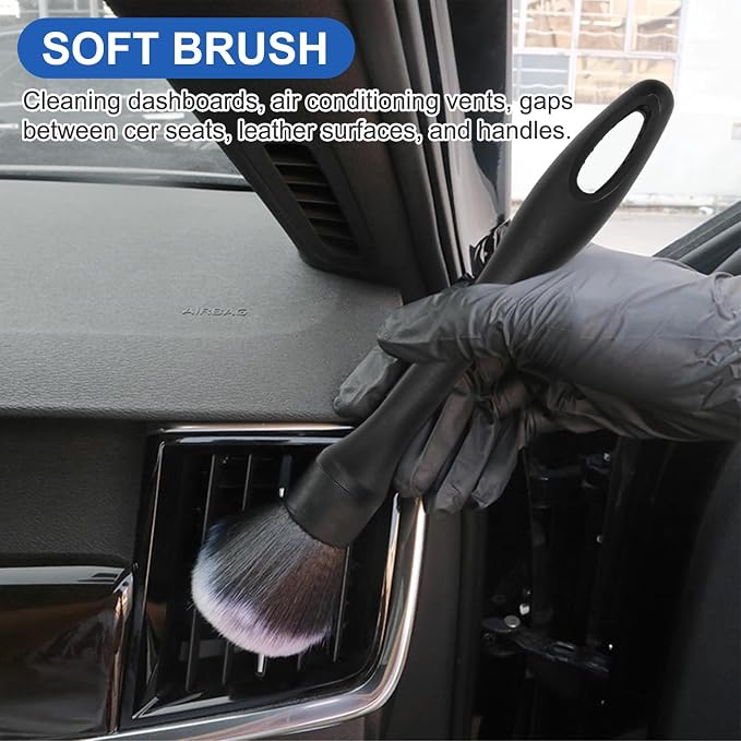 Car Interior Duster Detailing Brush Set Cleaning Gel Kit, Soft Microfiber - Image 4
