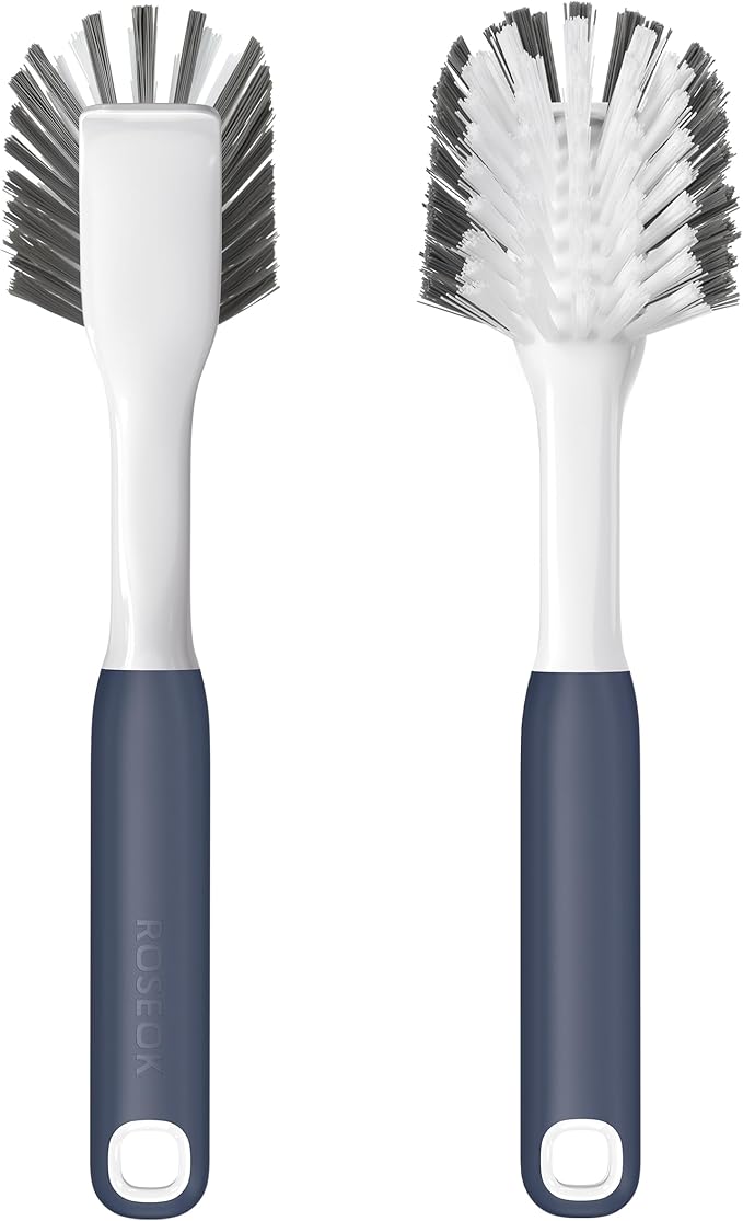 Dish Brush with Built-in Scraper, Kitchen Scrub Brush by ROSEOK