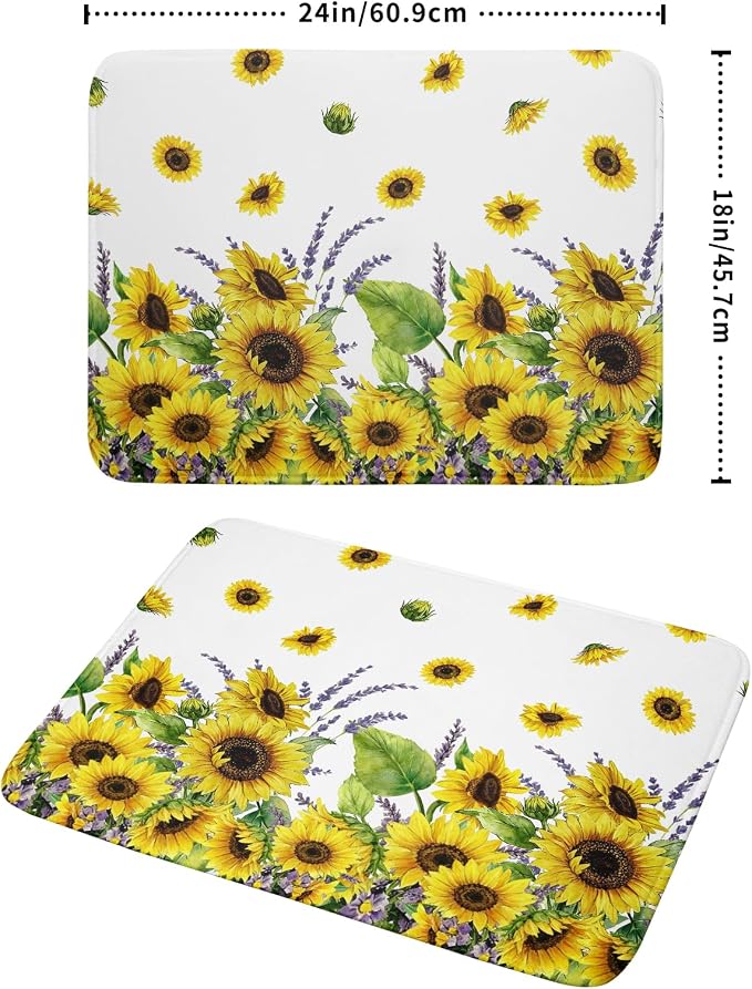 Sunflower Dish Drying Mat for Kitchen Counter 24x18 Inch Floral Lavender Drying - Image 4