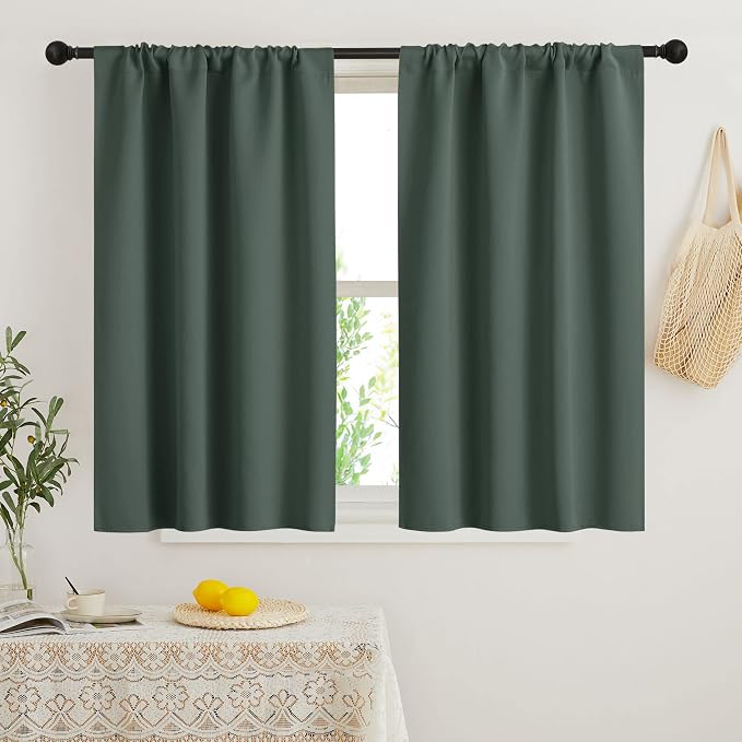 RYB HOME Dorm Curtains Room Darkening, 45 inch Length Privacy Window Treatment by RYBHOME