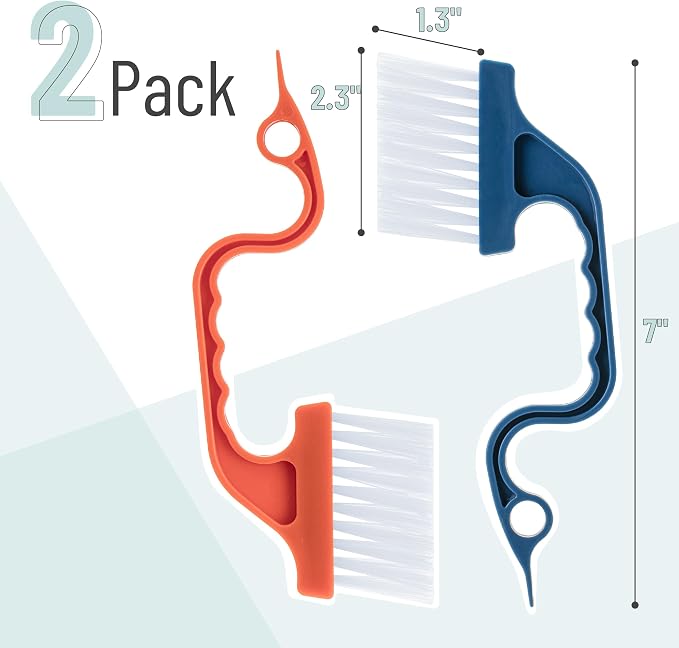 Slick- Window Track Cleaning Brush, 2 Pack, Built-in Scraper, Window Track - Image 2