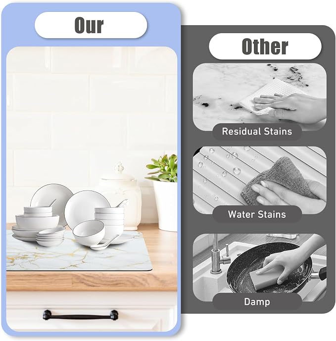 Sofort Dish Drying Mat for Kitchen Counter, Super Absorbent Drying Mats for - Image 6