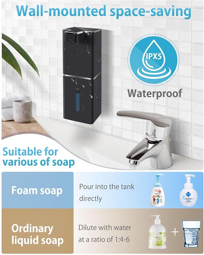 Automatic Foaming Soap Dispenser Touchless 380ml/12.8oz Rechargeable Hand Soap - Image 6