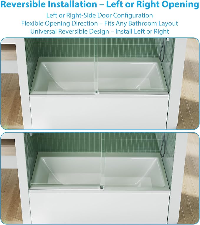 Frameless Sliding Shower Door, 6mm SGCC Tempered Clear Glass - Image 3