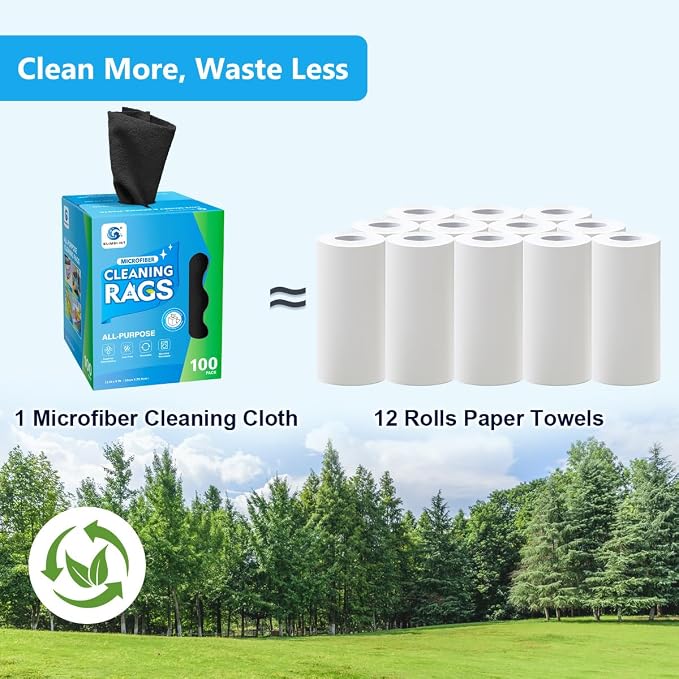 GLIMGLINT Black Microfiber Cleaning Cloth, 100 Pack Cleaning Rags, Ultra - Image 7