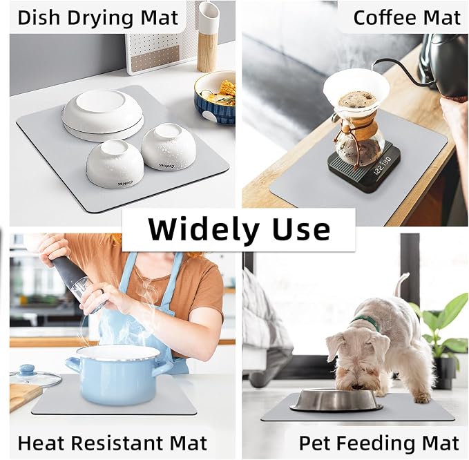 LOPNUR Kitchen Dish Drying Mat, Super Absorbent Dish Drying Pad, Diatomite - Image 7