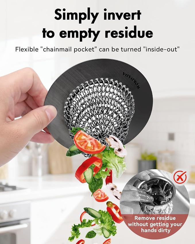 Black Kitchen Sink Strainer, Flippable Mesh Sink Drain Strainer, 304 Stainless - Image 3