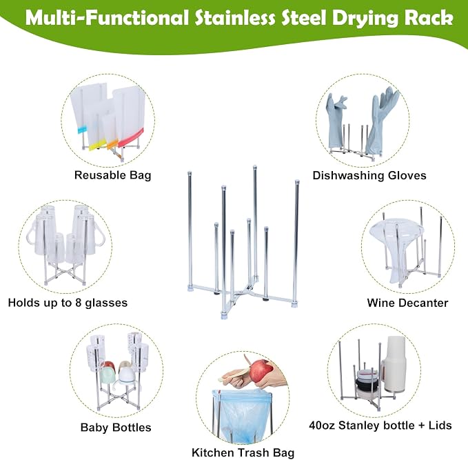 Plastic Bag Drying Holder, Bottle Drying Rack, Collapsible Cup Draining Rack - Image 5