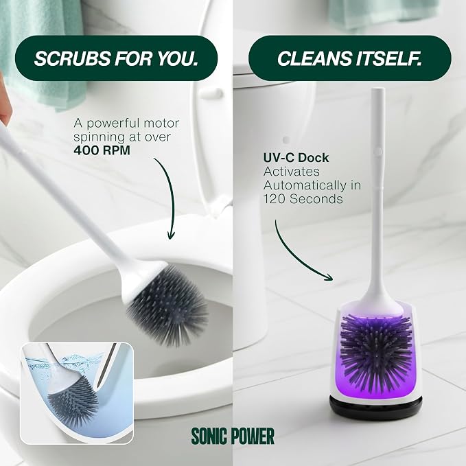 Electric Toilet Brush & Scrubber – Self Cleaning Silicone Toilet Bowl Brush - Image 2