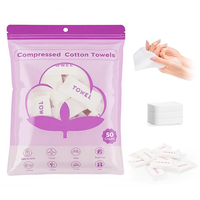 Classycoo XL Compressed Towel Tablets- 50 PCS Disposable Face Towelettes by WELCOME