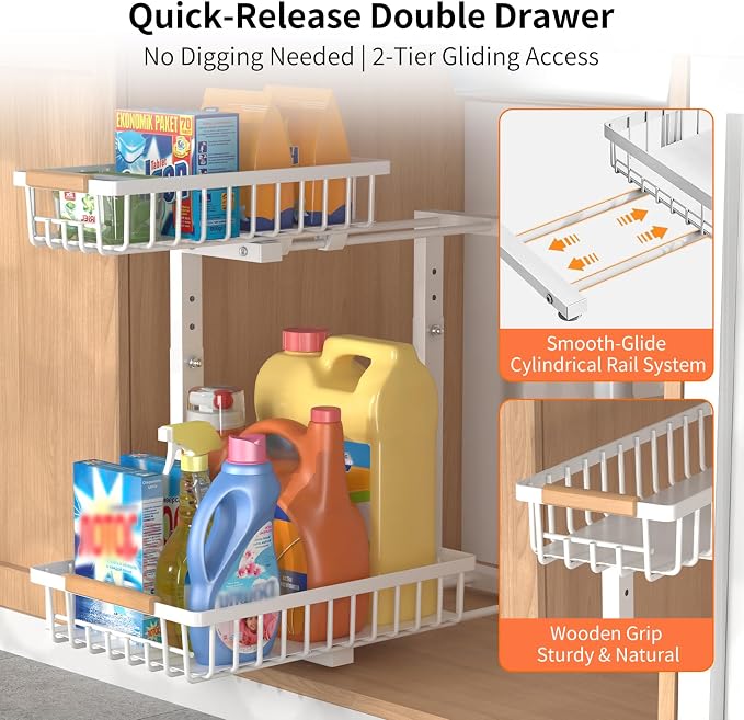 Under Sink Organizer, Under Sink Organizers and Storage, 2-Tier Pull Out Under - Image 6