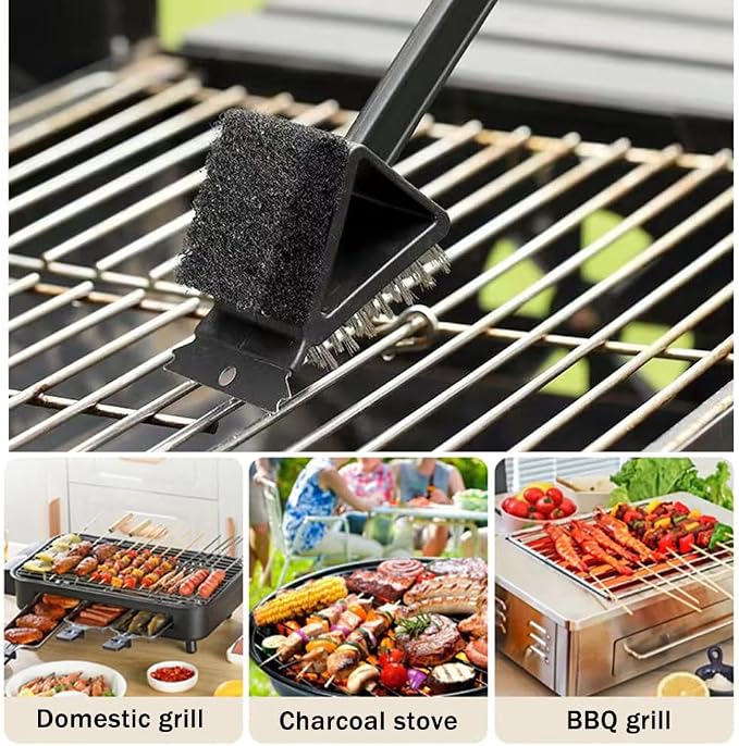 3-in-1 BBQ Grill Cleaning Brush, Brush Outdoor BBQ Cleaner Accessories Brush - Image 5