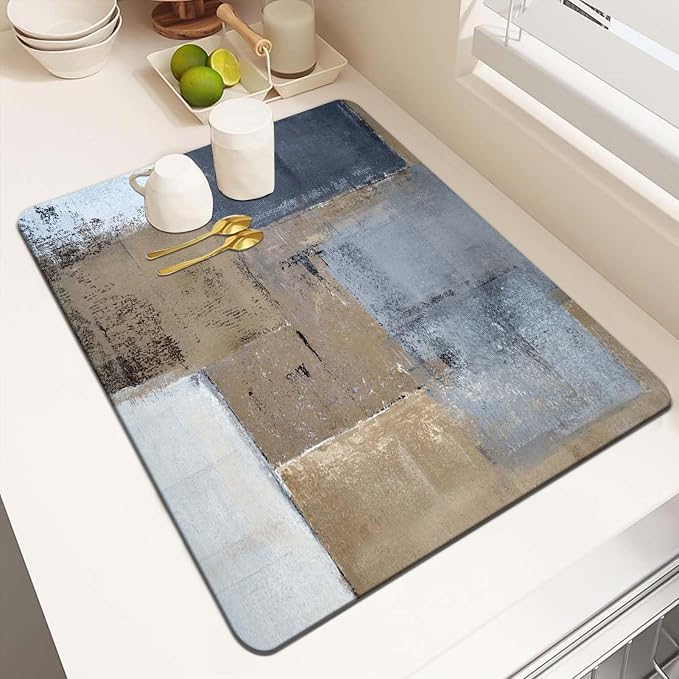 MCALK Brown Dish Drying Mat for Kitchen Counter, Dark Grey Dish Drying Pad by MCALK