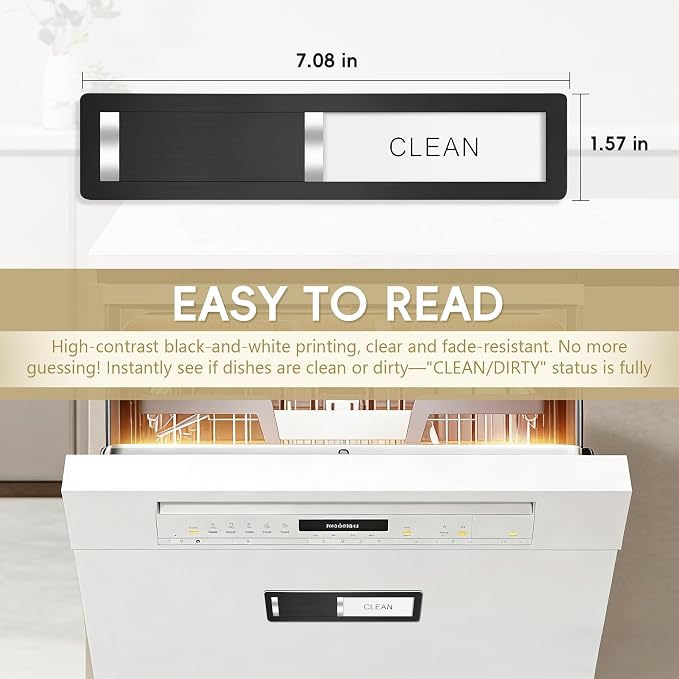 Dishwasher Magnet Clean Dirty Sign, Stainless Steel Magnetic Clean Dirty - Image 2