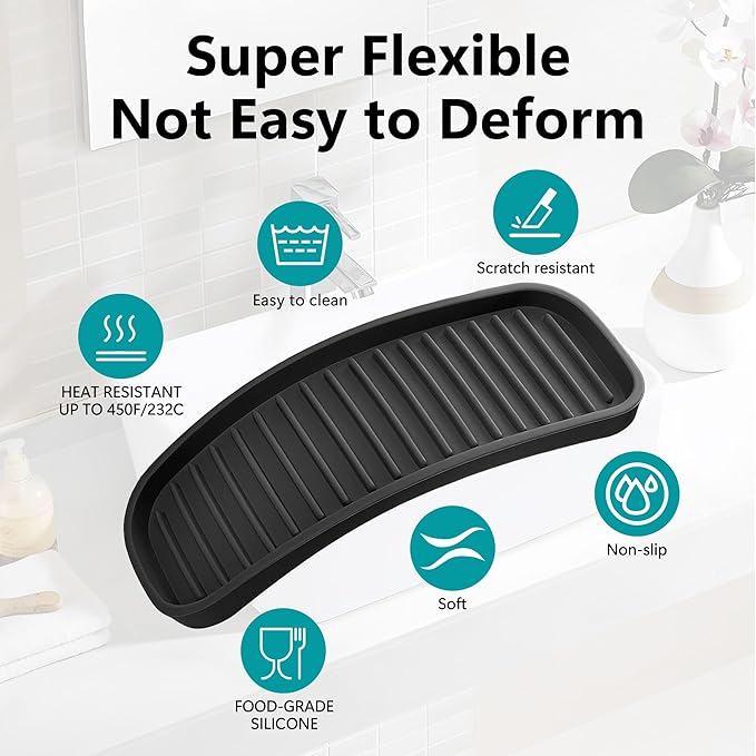 Silicone Sponge Holder Kitchen Sink Organizer Tray Dish Caddy Soap Dispenser - Image 2