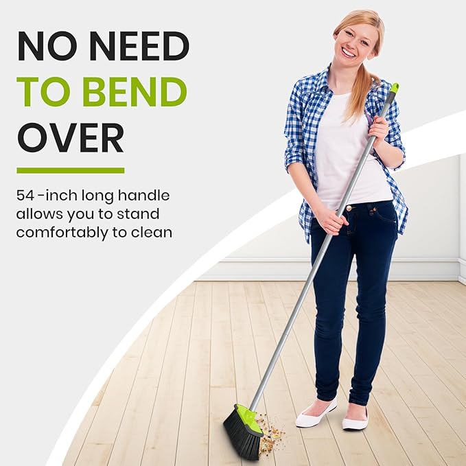 Green Indoor Broom 54" Long Handle House Broom - Image 6
