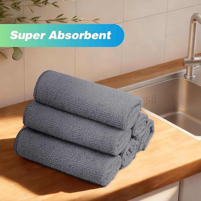 HOMEXCEL Grey Microfiber Cleaning Cloth, 24 Pack Absorbent Cleaning Rags - Image 4