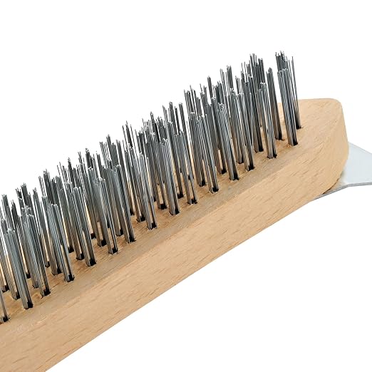 MAXMAN Stainless Steel Wire Scratch Brush, 12 Inch Wooden Handle Wire Brush - Image 4