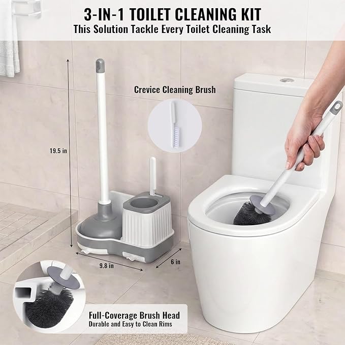 3-in-1 Toilet Brush and Plunger Set - Image 2