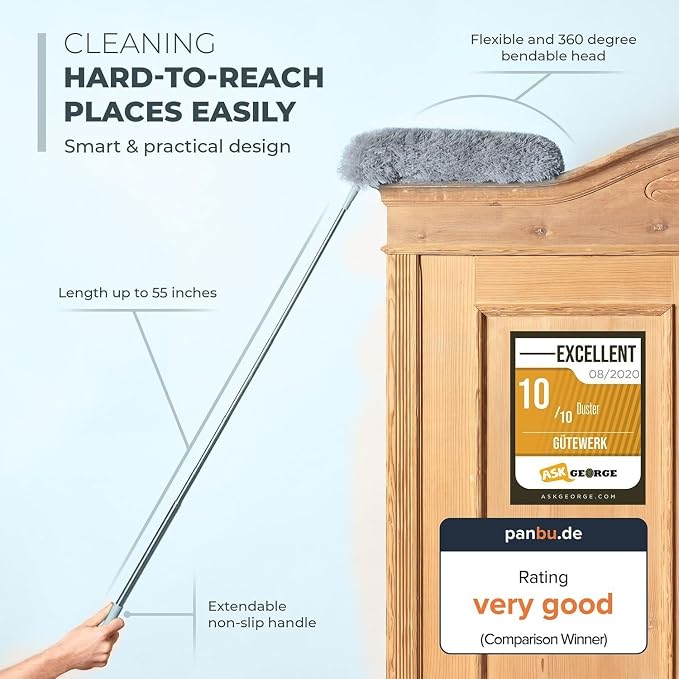 Extendable Feather Duster, Microfiber Duster, Ceiling Fan Duster, Feather - Image 3