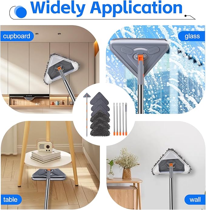 Wall Mop with 80 Inches Long Handle, Wall Cleaner Mop Tool - Image 3