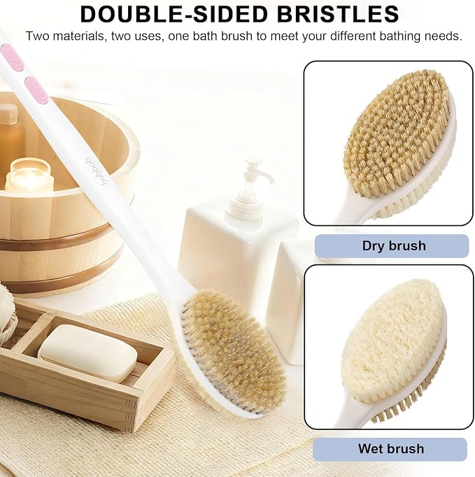 Back Scrubber for Shower with Long Handle, Exfoliating Bath Brush for Body - Image 2