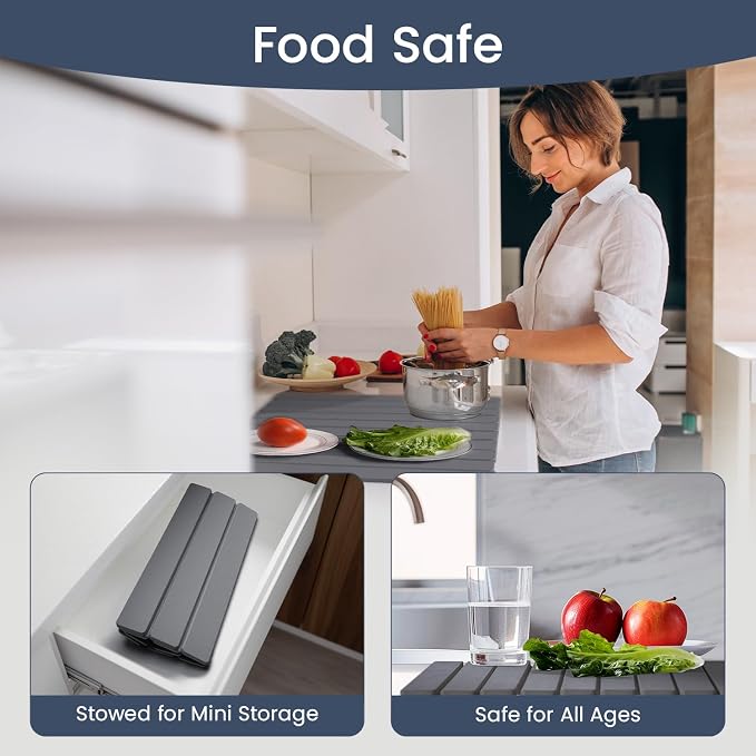 Meowoo Stone Drying Mat for Kitchen Counter, 15.7"x11.8" Foldable Diatomaceous - Image 6