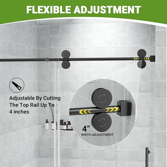 Frameless Sliding Shower Door 44–48 in W x 76 in H, 8mm Clear Tempered Glass - Image 2