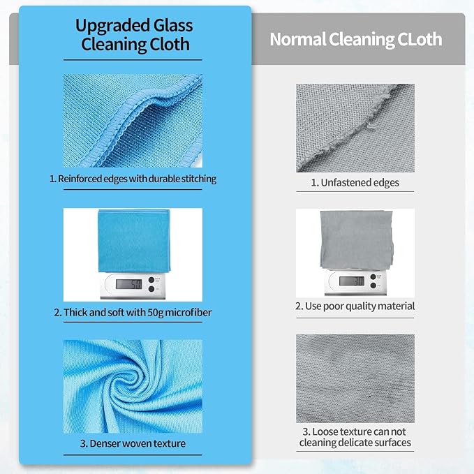 HOMERHYME Microfiber Glass Cleaning Cloth, 12 Pack Window Glass Cleaning Rags - Image 6