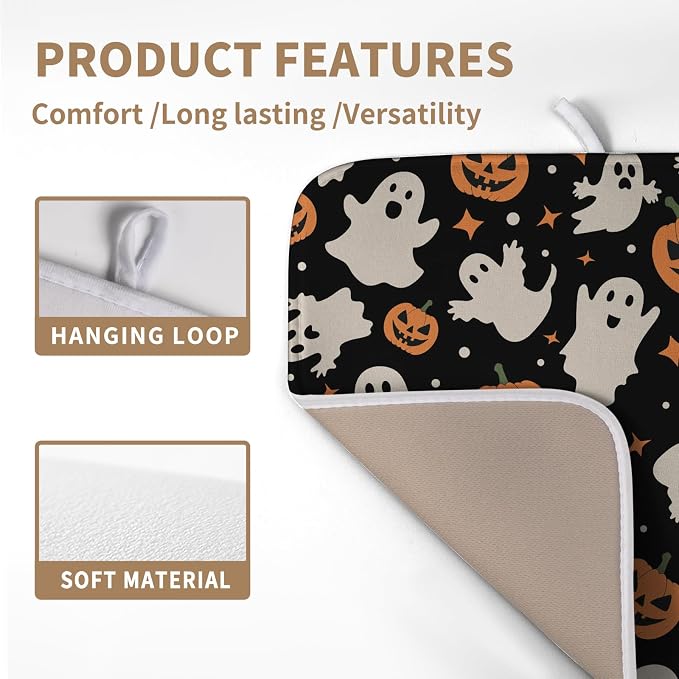 Halloween Dish Drying Mat for Kitchen Counter Pumpkin Spooky Ghosts Fall Dish - Image 3