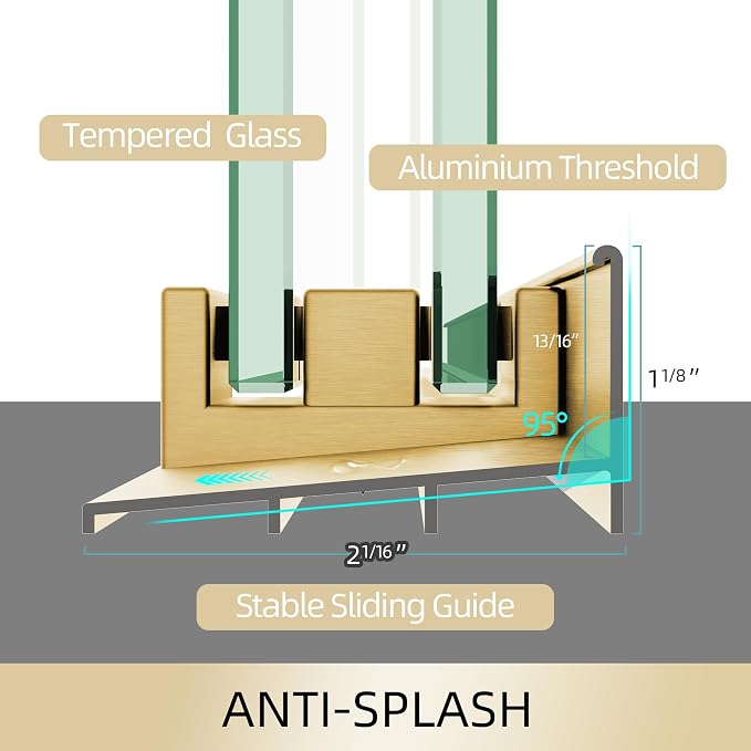 GETPRO Shower Door 44-48 in. W x 75 in. H Semi-Frameless Double Sliding Glass - Image 6