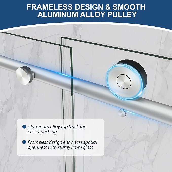 Frameless Shower Door, 5/16" Glass Sliding Shower Door - Image 7