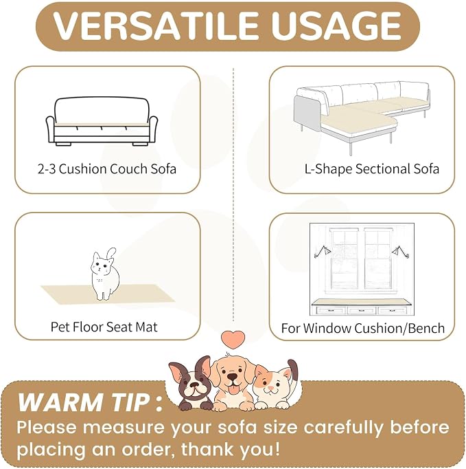 OTOB Sofa Covers for 3 Cushion Couch Washable, Fuzzy Non Slip Pet Friendly - Image 6