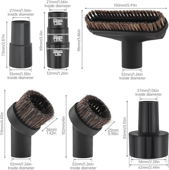 Vacuum Brushes 6PC, 1.26inch Horse Hair Vacuum Attachment, 5.9inch Vacuum Floor - Image 6