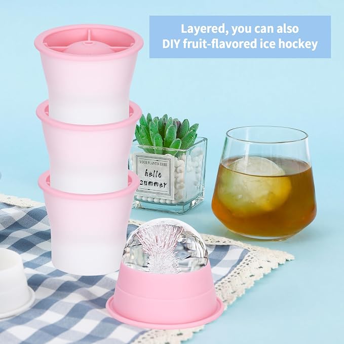 Round Ice Cube Molds 6 Pieces, Silicone Sphere Ice Mold Maker, Stackable Easy - Image 2
