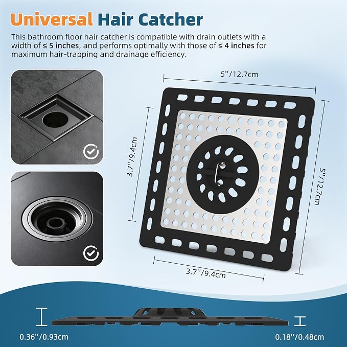 Hibbent Upgraded Shower Drain Hair Catcher, Shower Drain Cover - Image 6