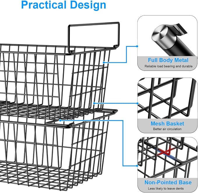 Freezer Organizer Bins, Large Capacity Stackable Baskets - Image 5