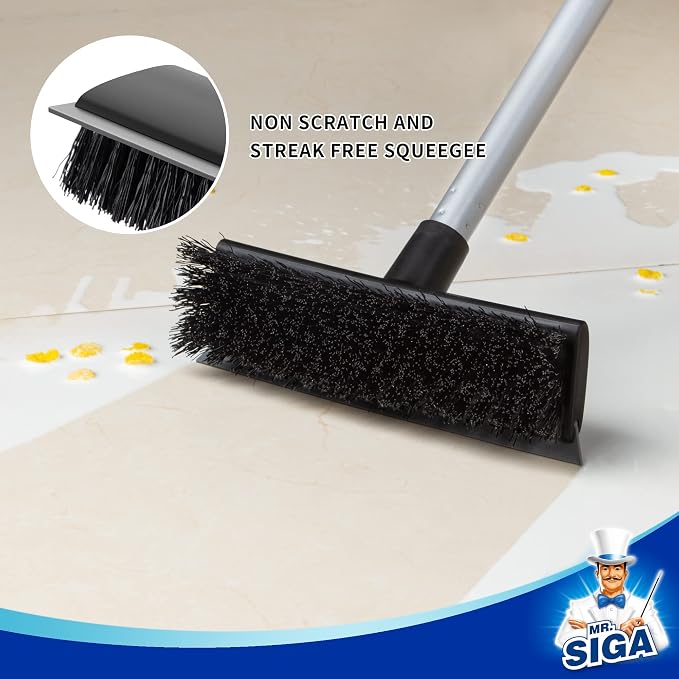 MR.SIGA Floor Scrub Brush with Long Handle, 2 in 1 Scrubber and Squeegee - Image 4