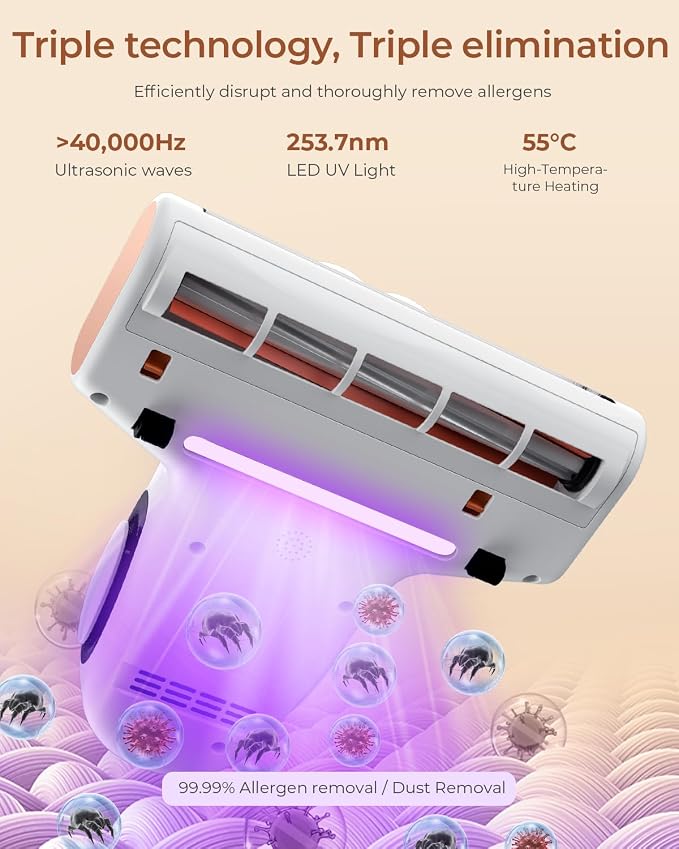 JIGOO Bed Vacuum Cleaner with Dust Sensor, Mattress Vacuum Cleaner with UV & - Image 5