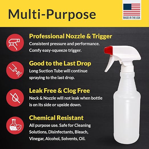 Pinnacle Mercantile Plastic Spray Bottles USA Made 4 Pack 16 oz Leak Proof - Image 7