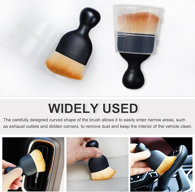 2 Pack Car Interior Detailing Soft Brush, Curved Design Dirt Dust Clean Brushes - Image 3