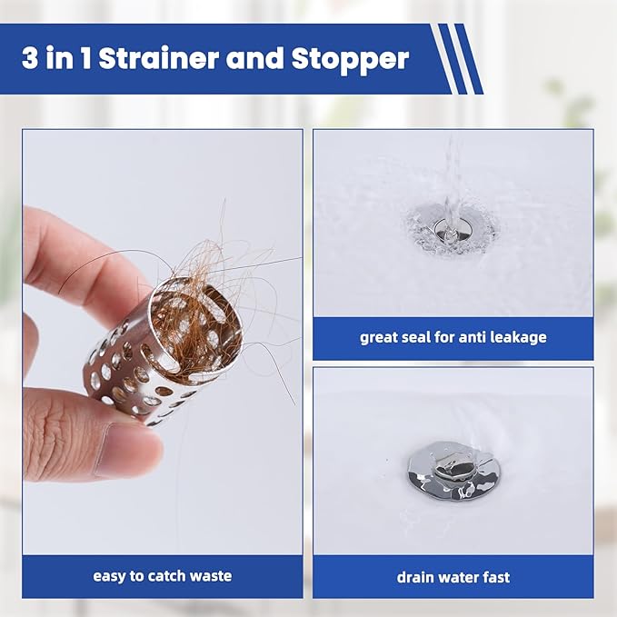 Universal Bathroom Sink Drain Strainer Hair Catcher 2PCS Upgraded - Image 3