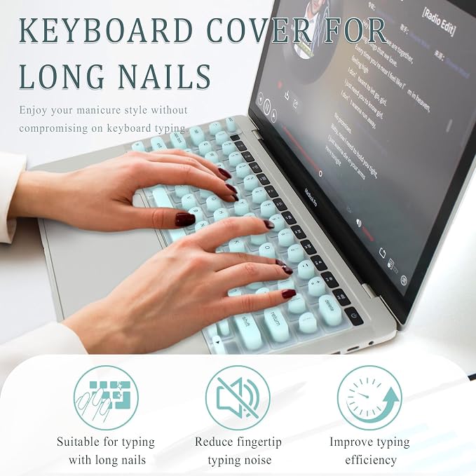 Keyboard Cover for Long Nails, Acrylic Gel Nails - Image 3