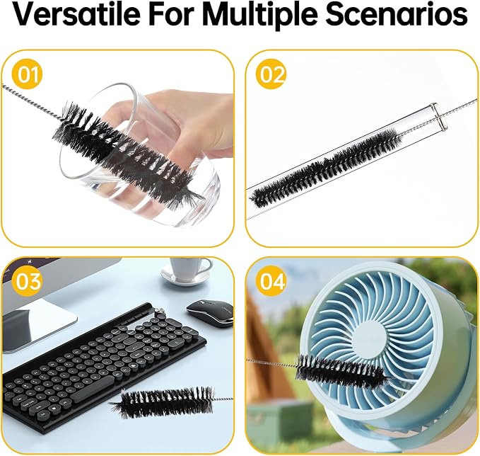 10-Pack Straw Cleaner Brush Set, 8.3" Long Nylon Tube Brushes - Image 5