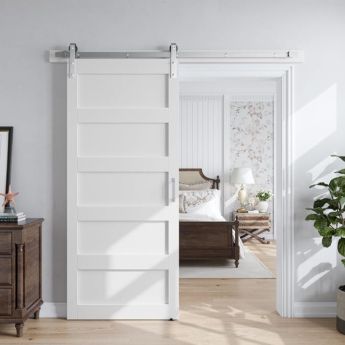 SmartStandard 36x84 inch White Barn Door by SMARTSTANDARD