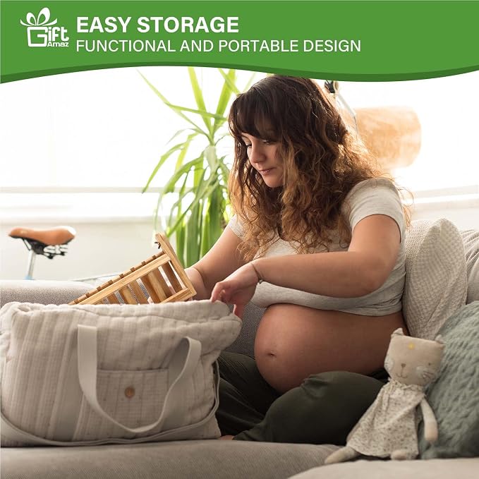 Bamboo Baby Bottle Drying Rack, Space Saving Countertop Bottle Holder Portable - Image 6
