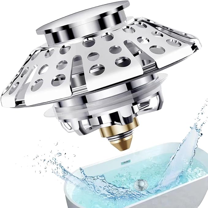 Universal Tub Stopper Bathtub Drain Plug, Pop Up Tub Drain Hair Catcher - Image 7