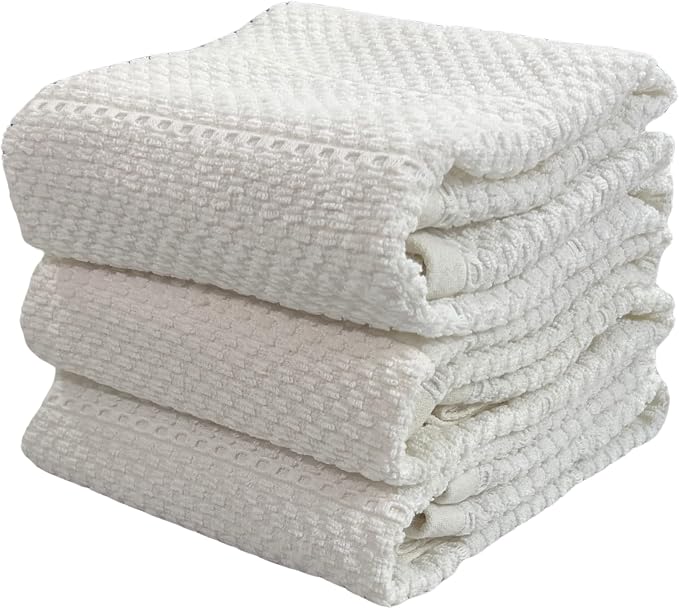 Serafina Home White Kitchen Hand Dish Towels: 100% Cotton Cloth Soft Cleaning by SerafinaHome